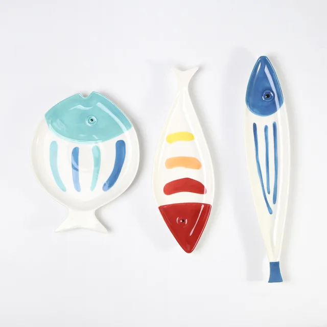 Fish plate,Hand painted, ceramic tabletop
