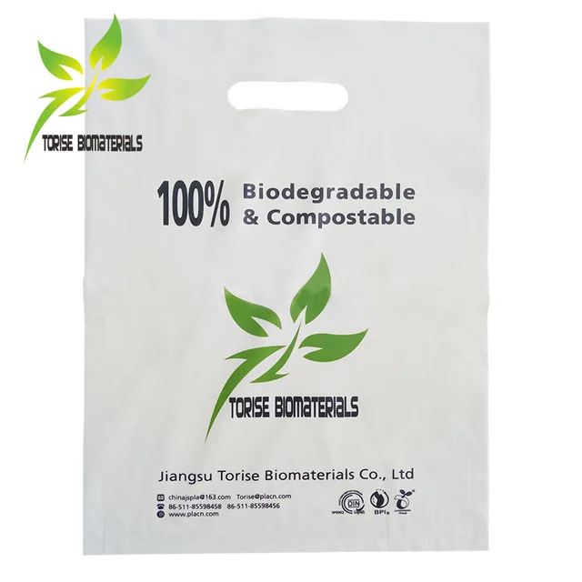 Compostable Biodegradable die cut bag，shopping bag punching four-finger bag