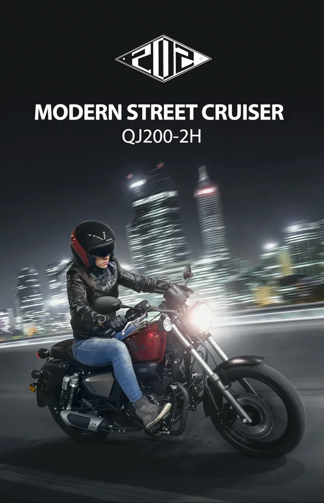 QJMOTOR 2021 model QJ200-2H EEC EURO-V EURO-5 200CC GAS POWER GASOLINE MODERN CRUISER MOTORCYCLE