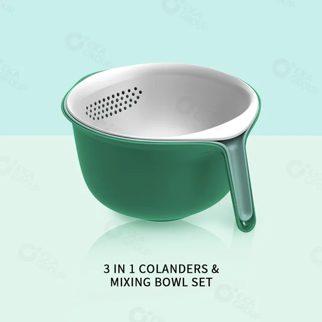 2-piece colander set plastic strainer PP colander with handle fresh series kitchen tool kitchen utensil
