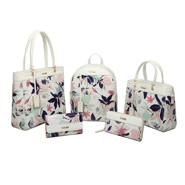 Flower Printing PU Crossbody Purse Multicolor Design Fashion Women's Bag Handbag Backpack with Strap