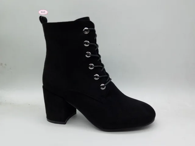 Fashionable microfiber lace-up ladies boot