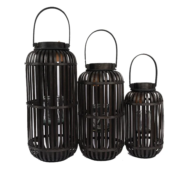 "1A2020 New design Custom Cheap recycle wholesale reusable lantern Handmade Wedding decoration candle ramadan christmas home decoration Indoor outdoor candle lantern christmas lantern with decoration candle holder lantern bamboo Willow