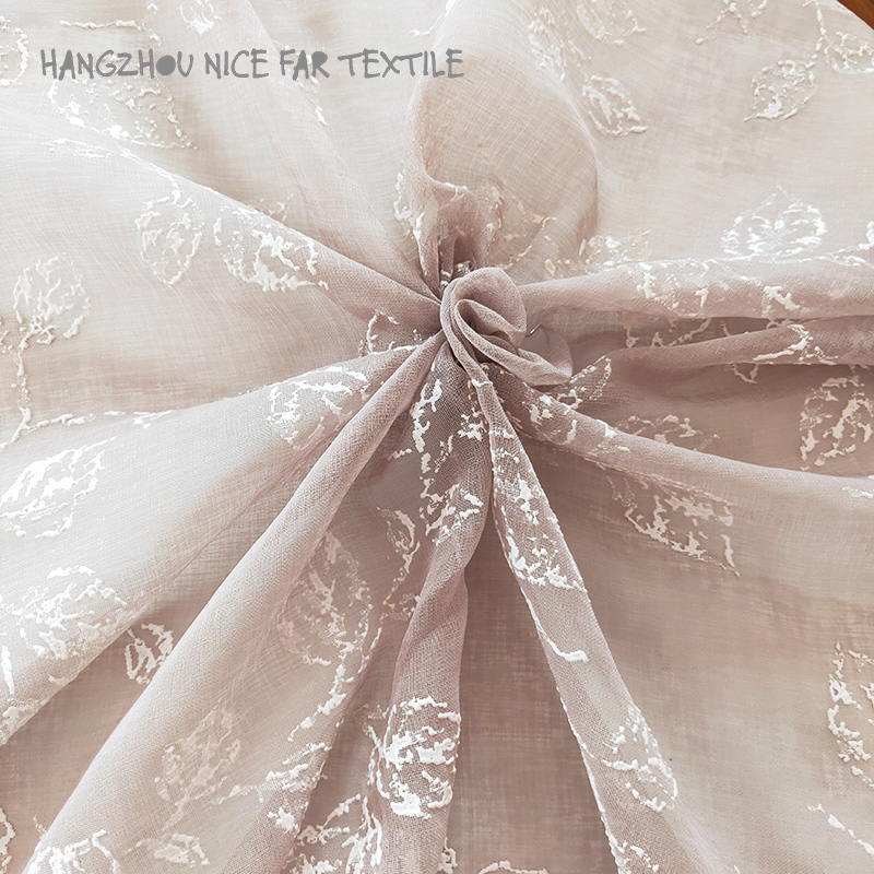 00000FP stripe voile fabric yarn dyed jacquard screen printing cutting recycle voilage ready made linen curtain