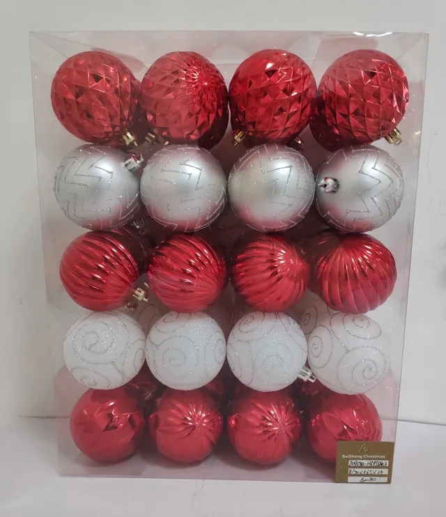 7cm Plastic Christmas Balls, 40pcs In PVC Box