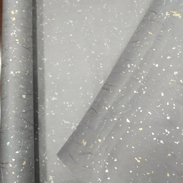 BOPP laminated shiny metallic foils embedded waterproof flower wrapping paper