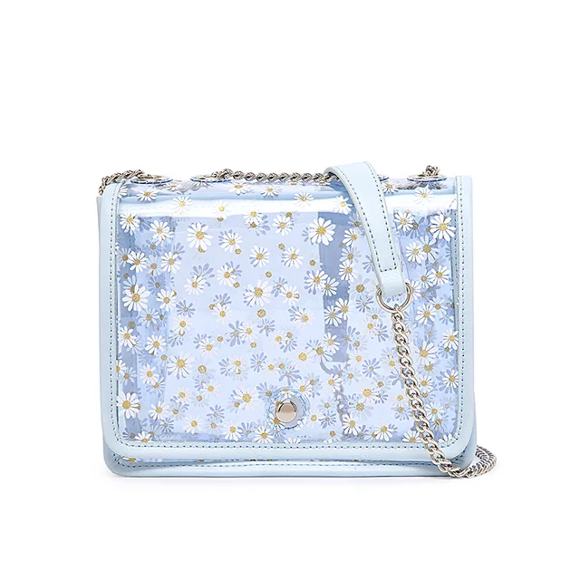 Lady handbag/ Clear PVC with flower printing Tote