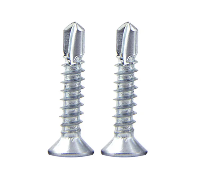 DIN7982 CSK head self tapping/drilling screw white-blue zinc plated, C1022
