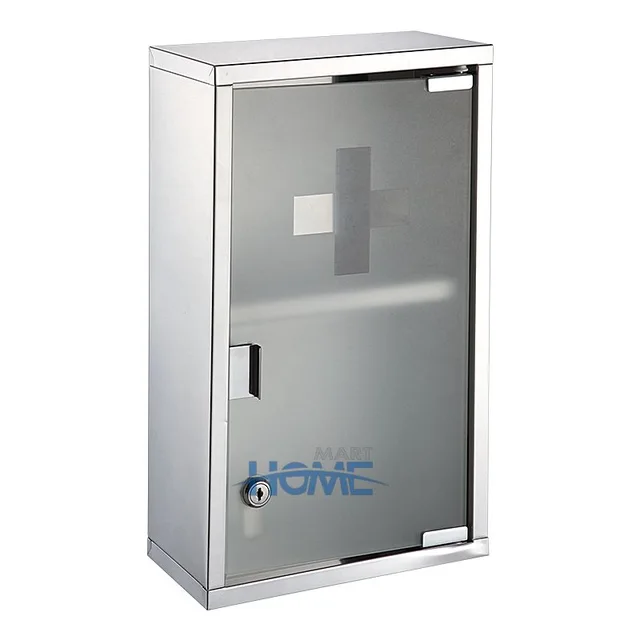 Bathroom/ Hospital Use Wall Mounted Durable Tires Stainless Steel Medicine Cabinets Organizer Box First Aid Kit Box Pill Box