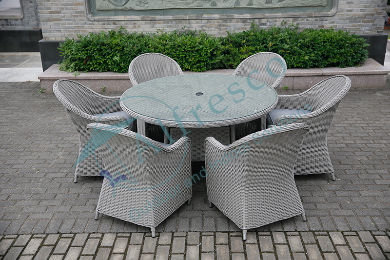 7pcs Alum rattan dining chair sets
