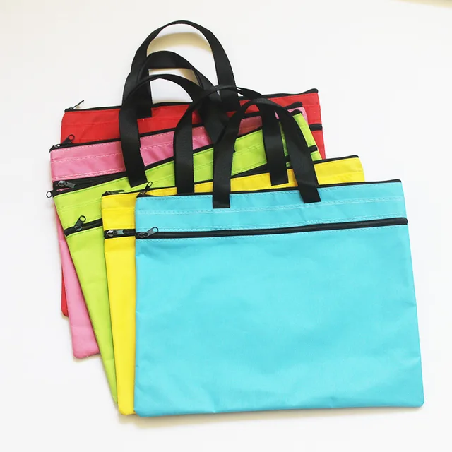Classic two zipper hand bag fabric bag