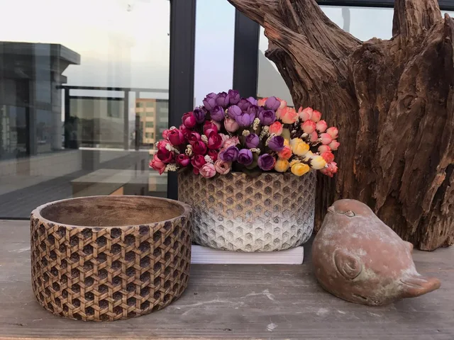 Cement flower pot, home decoration
