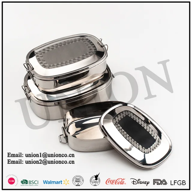 18/8 stainless steel rectangle lunch box set 304 steel healthy material lunch box containers set of 3