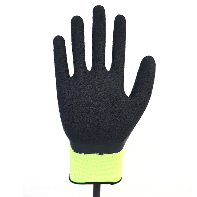 Glove Latex-13g Polyester Shell Latex Coated, Crinkle Finish Glove Working Gloves