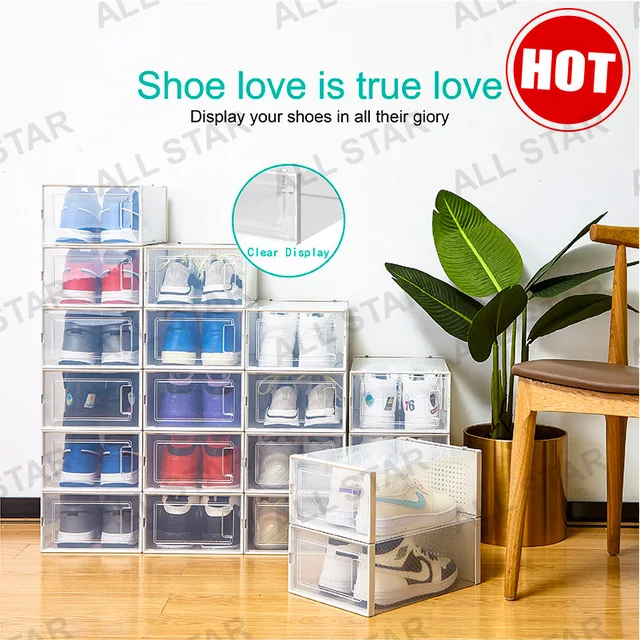 Fashion Multi-function Clear Drawer Case Plastic Shoe Boxes for AJ Sneaker