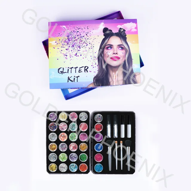 Cosmetic Grade Holographic Chunky Glitter kit for Face Eyes and Hair Makeup