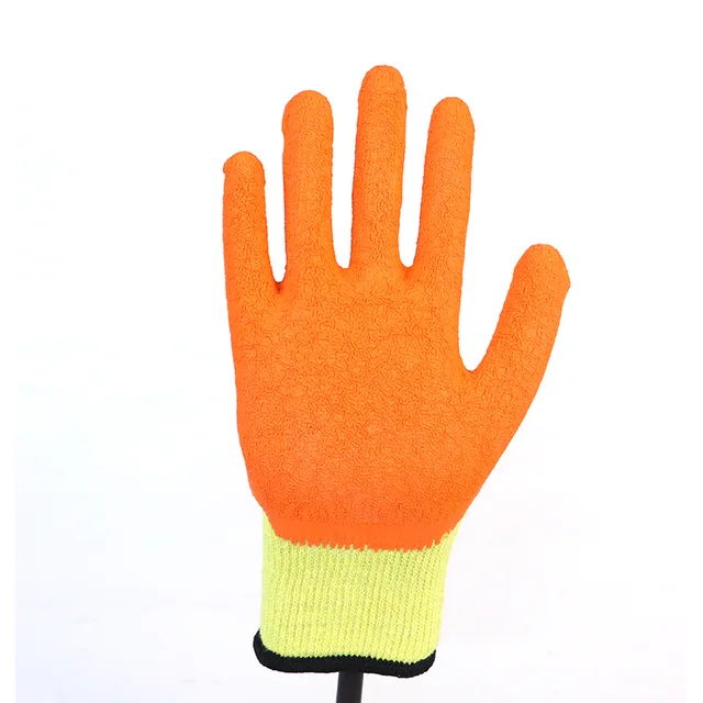 Glove Latex-10g 2 Threads Polycotton Shell Latex Coated, Crinkle Finish Glove Working Gloves