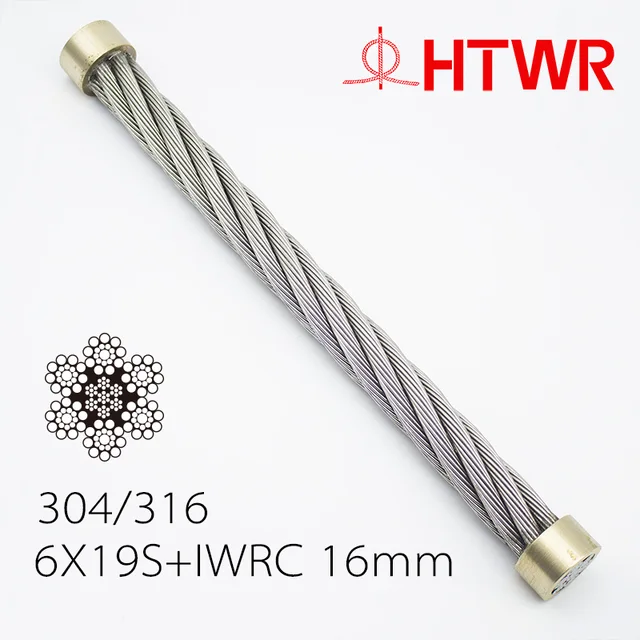6X19S+IWRC 16mm Stainless Steel Wire Rope Type 304 316