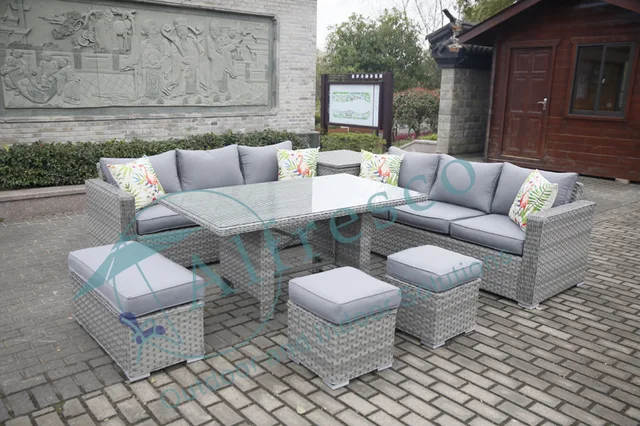 Alum rattan sofa set with corner storage box