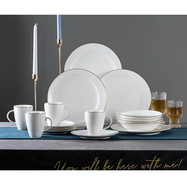 SAM&SQUITO/XIAHE stronger new bone Tiffany dinner plate gold line