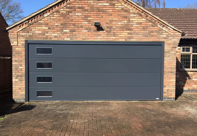 High-end gorgeous matte black color steel sectional garage door