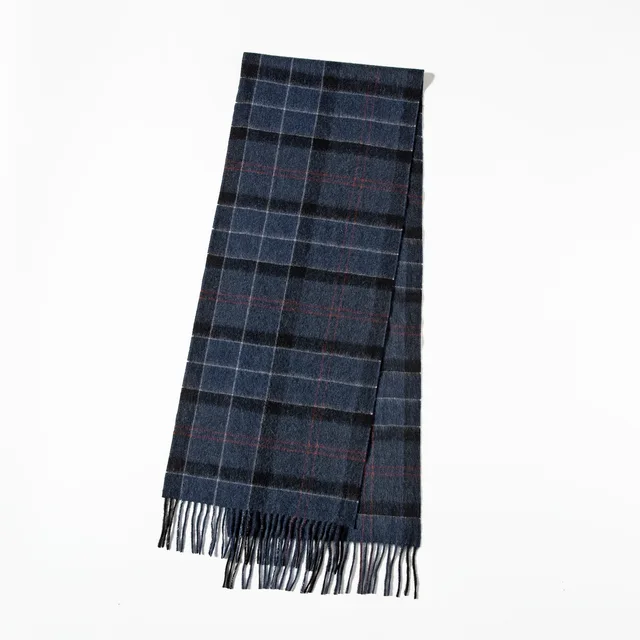 Long cashmere feel oversized thick fringed cashmere plaid scarves