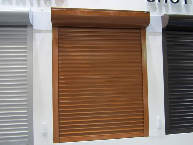 Brown aluminum roller shutter with PU foam