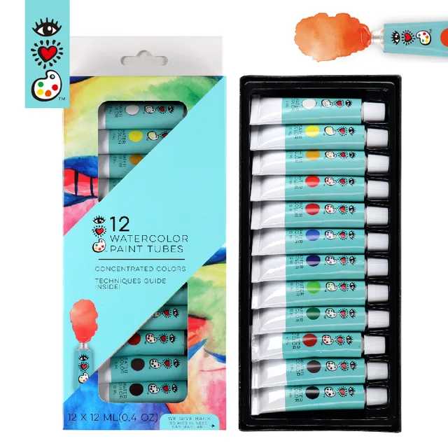 12x12ml Kids Liquid Artist Art Watercolor Paint Set
