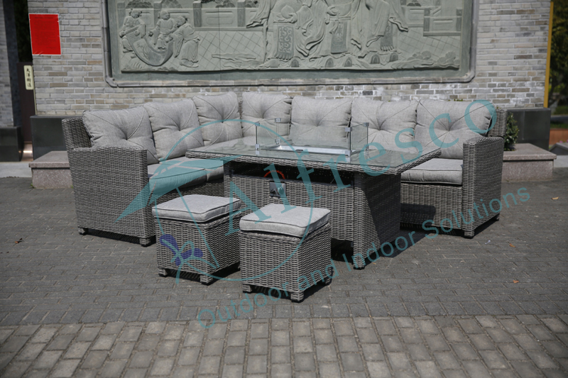 Alum rattan firepit furniture sets