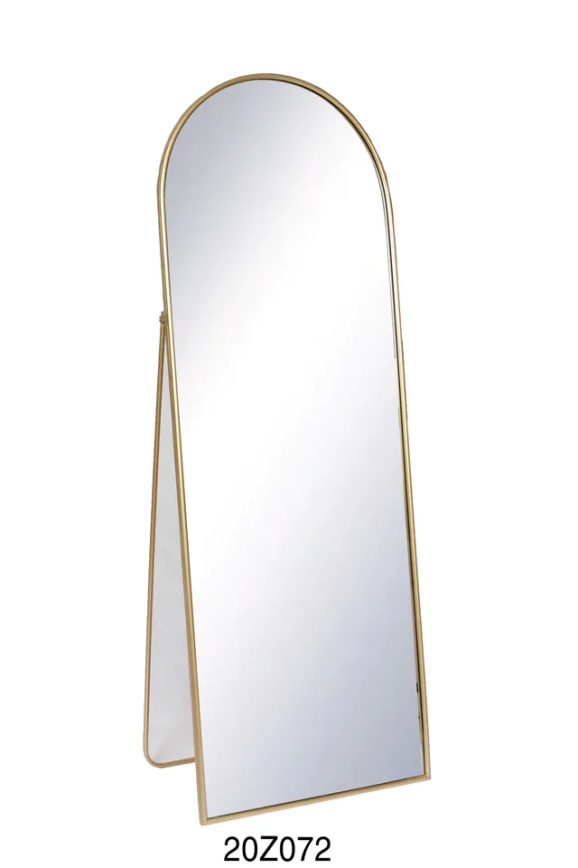 Art Deco Design Gold Frame Floor Stand Fold Dressing Mirror