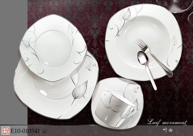 61pcs round&square porcelain dinner set (poly+foam+color box packaging)