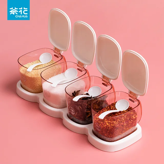 Clear easy open lid plastic seasoning box condiment jar condiment canister plastic condiment bottle with comfortable grip