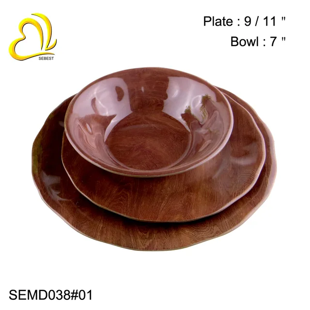 SEBEST Imitation wood design melamine tableware SEMD038