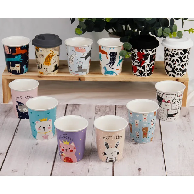 New bone china cartoon cup with silicon lid