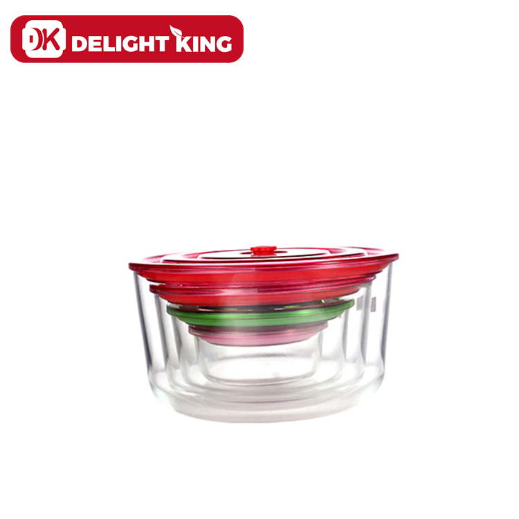 DK GLASS airtight leak proof glass food container with decal design dishwasher printing glass boxes vacuum food container