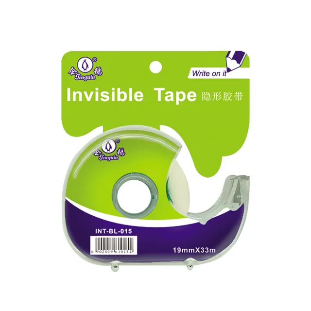 Writable Invisible Tape for school office home and DIY with metal tooth dispenser 33m (BL-015)