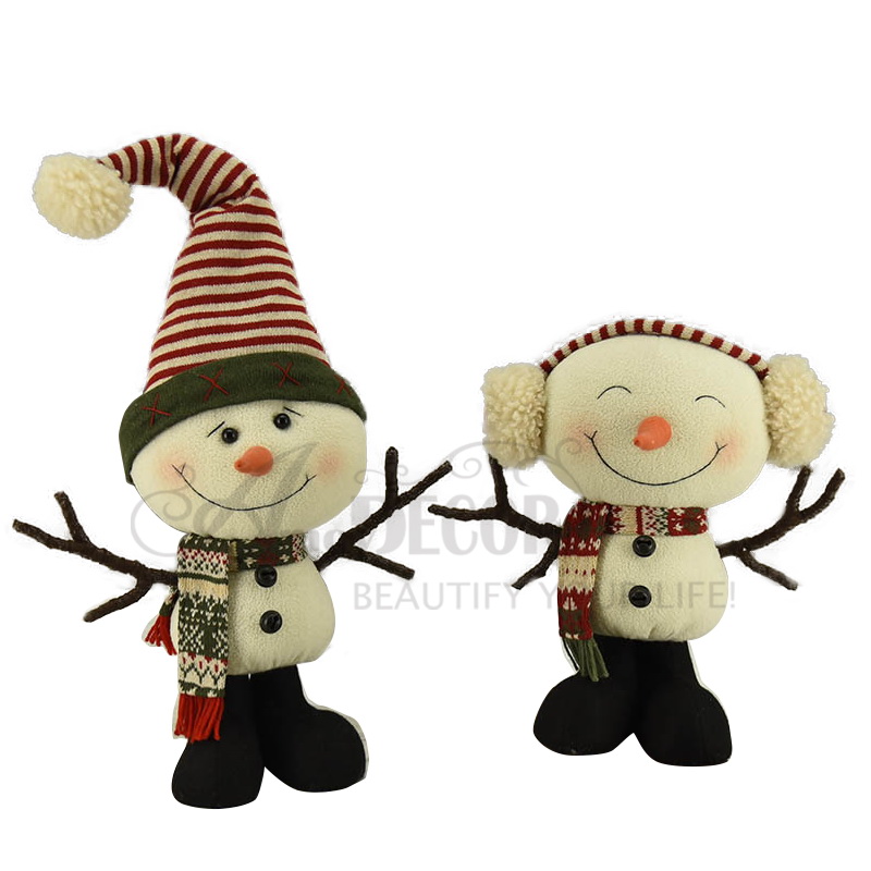 2asst. Fabric Standing Snowman W/Big Head&stick Arm