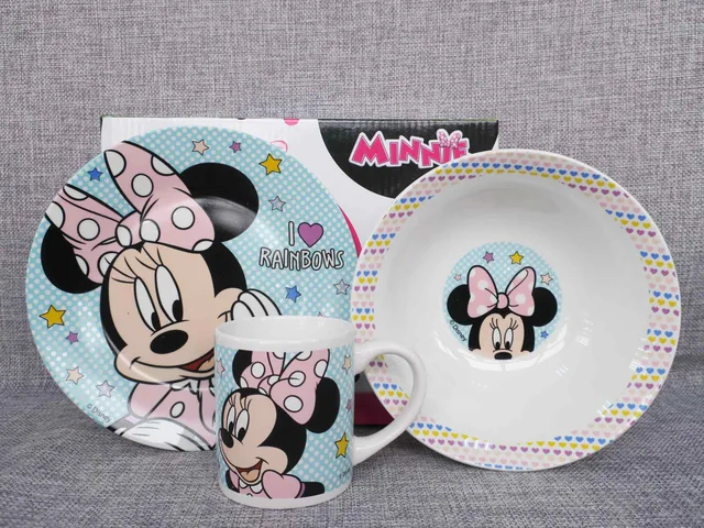 Ceramic kids dinnerware set,children lunch set 3pcs cartoon design, kids tableware set for girl/boy