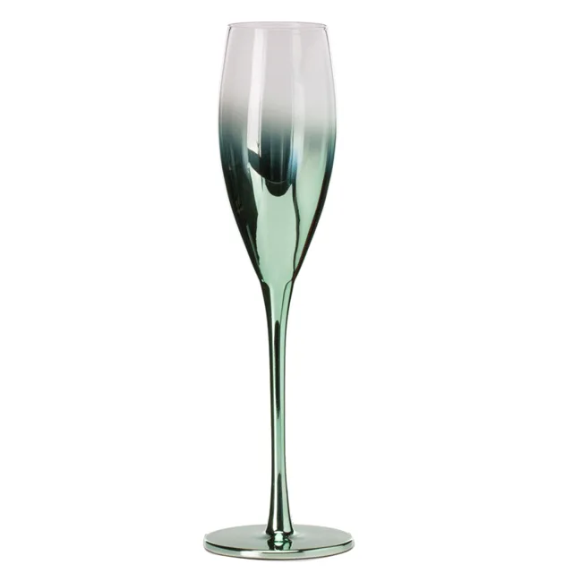 Red wine glass with metallic blue color