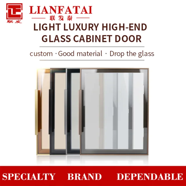Cabinet fittings Glass Front extruded square aluminum cabinet door frame with integrated handle