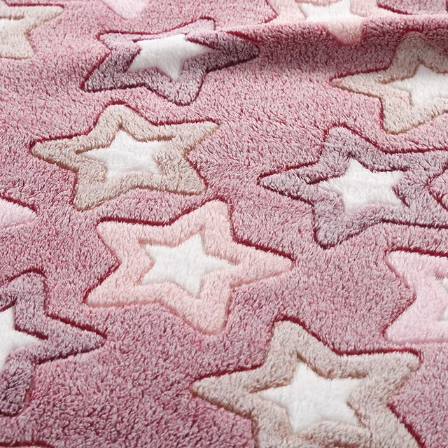 Jacquard coral fleece guled print coral fleece