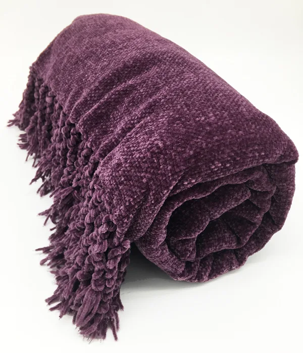 Fluffy Chenille Knitted Throw Blanket with Decorative Fringe for Home Décor Bed Sofa Couch Chair Aqua