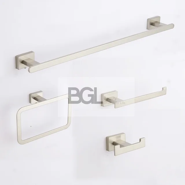 Square design chrome six-piece bathroom accessories set