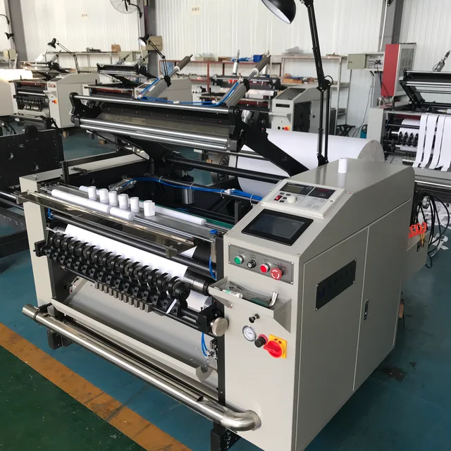 Slitting machine for thermal paper cash register paper rolls
