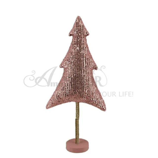 1asst Fabric Gillter Pink Tree Décor