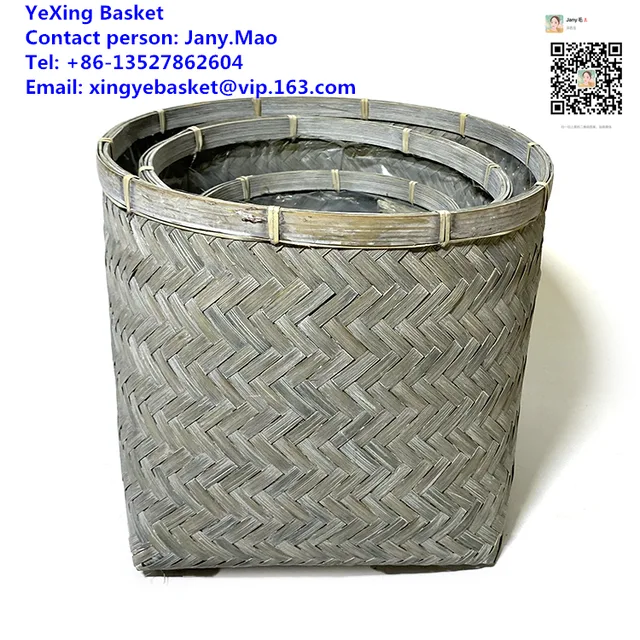 Bamboo basket greywashed