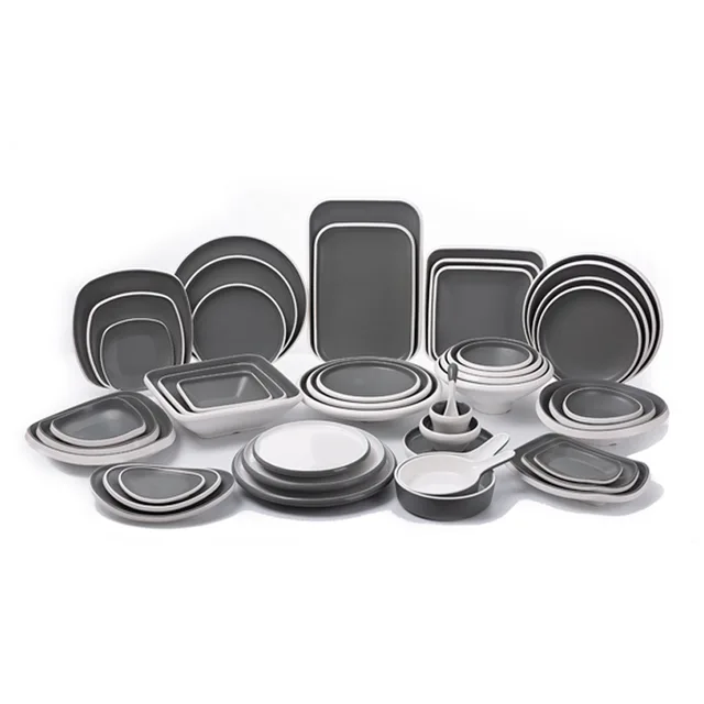 New grey and white unbreakable restaurant melamine dinnerware