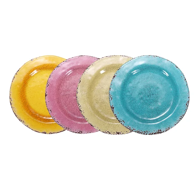 New unbreakable round rustic melamine salad plates
