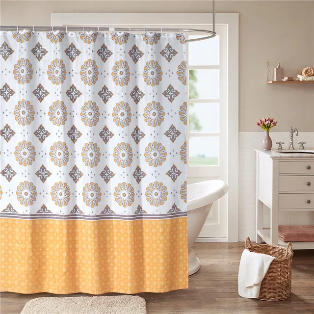Customized waterproof printed bathroom shower curtain