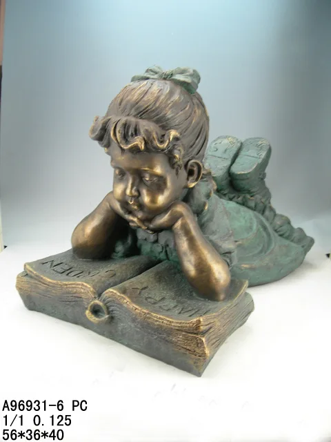 Polyresin Boy & Girl Reading Pc